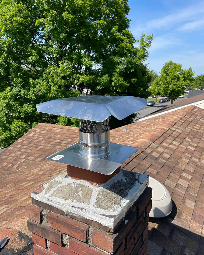 a chimmey that had a new cap instaelld and seeviced by a chimney sweep